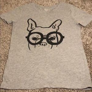 LOFT Dog Glasses Grey Tee Medium